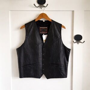 Vintage Leather Vest by Sintex New York | Black Western Biker Vest |